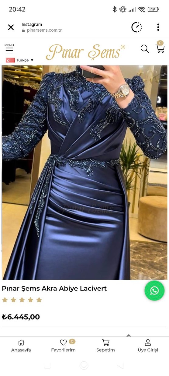 Pınar Şems Akra Lacivert Uzun Abiye Elbise - Görsel 2