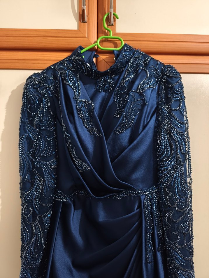 Pınar Şems Akra Lacivert Uzun Abiye Elbise - Görsel 5