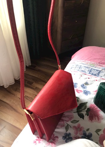 Kırmızı Deri Kadın Çanta - Görsel 3