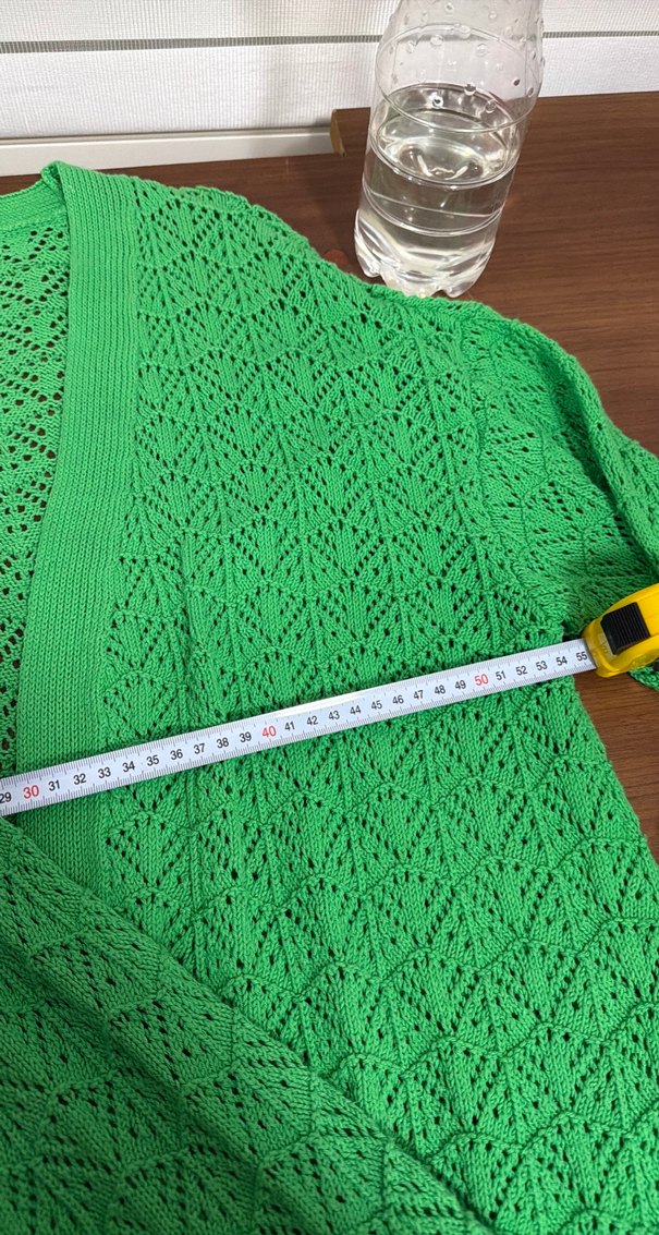 Yeşil V Yaka Örgü Hırka - Görsel 3