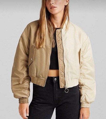Bershka kadın naylon haki ceket