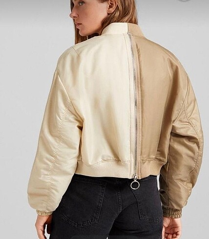 s Beden Bershka kadın naylon haki ceket