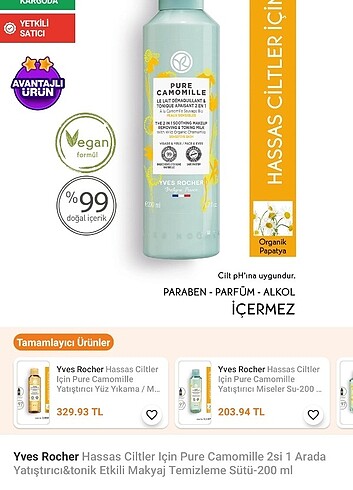Yves Rocher temizleme sütü 