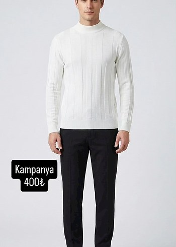 Tommy Hilfiger Beyaz Hakim Yakali Erkek Kazak