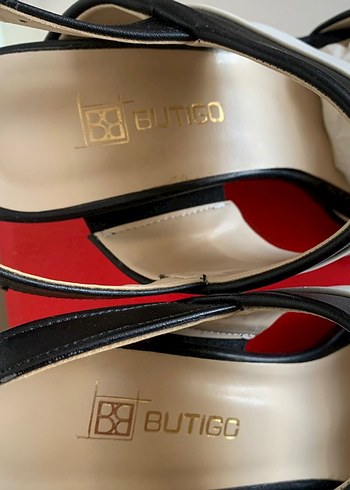 Tokalı Siyah Beyaz 7cm tekTopuk Kadın Ayakkabı - Görsel 4