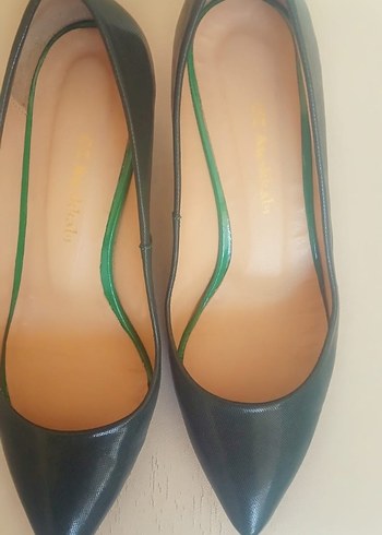 Klasik Yeşil Stiletto Topuklu Kadın Ayakkabı - Görsel 2