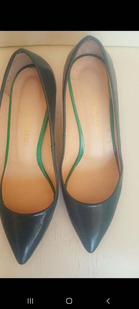 Klasik Yeşil Stiletto Topuklu Kadın Ayakkabı - Görsel 2