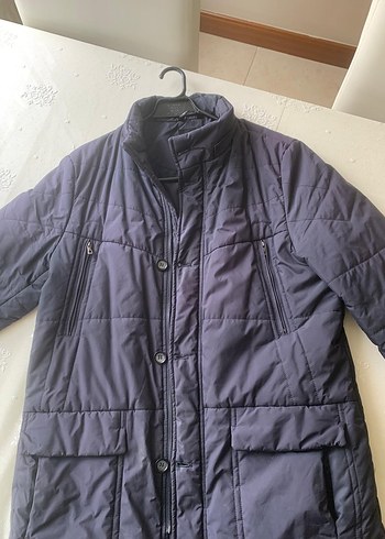 Düğmeli LACİVERT Erkek Midi Mont - Görsel 2