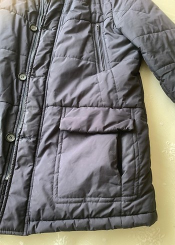 Düğmeli LACİVERT Erkek Midi Mont - Görsel 3