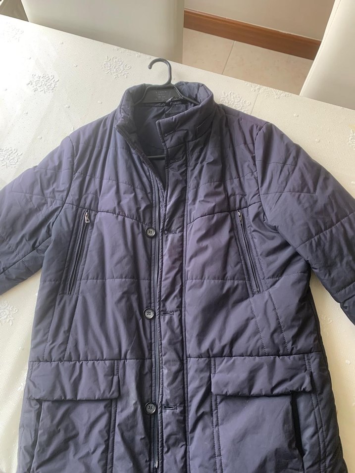 Düğmeli LACİVERT Erkek Midi Mont - Görsel 2