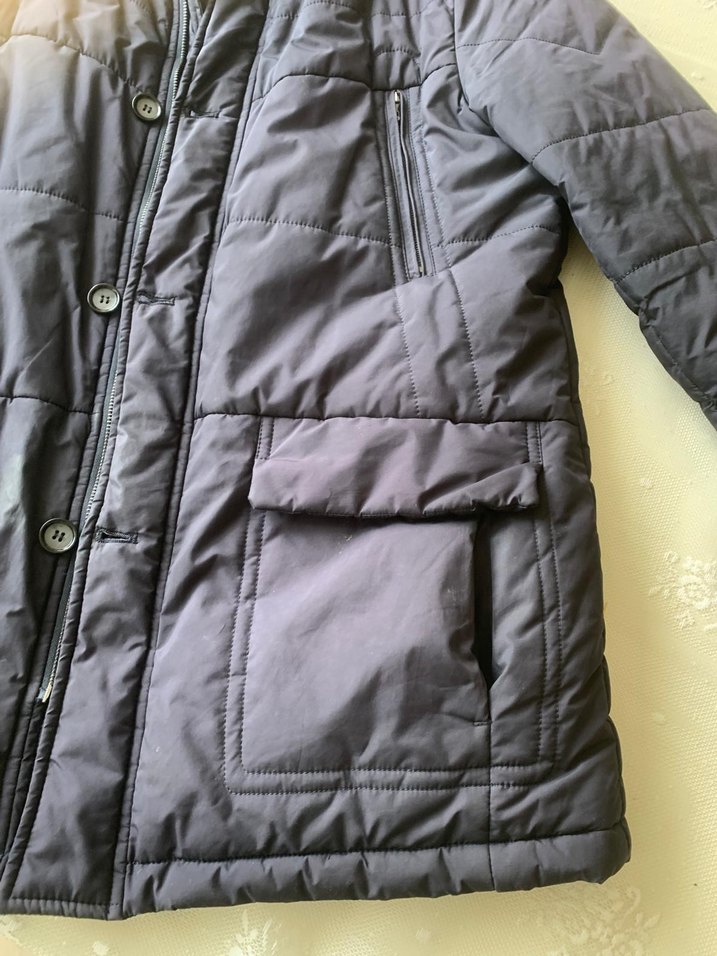 Düğmeli LACİVERT Erkek Midi Mont - Görsel 3