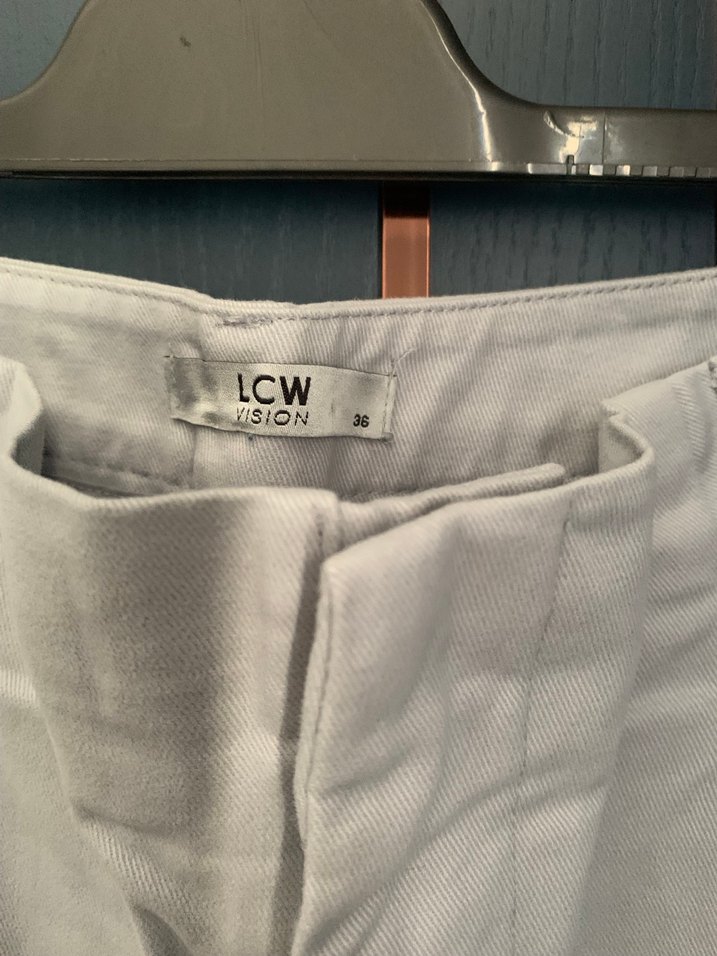 Gri Midi Kumaş Kadın Pantolon - Görsel 3