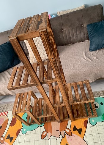 Koyu Kahverengi Ahşap çiçek saksılık - Görsel 3