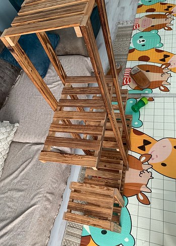 Koyu Kahverengi Ahşap çiçek saksılık - Görsel 2