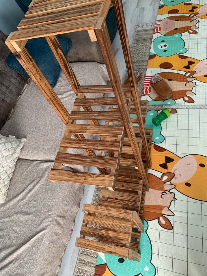 Koyu Kahverengi Ahşap çiçek saksılık - Görsel 2