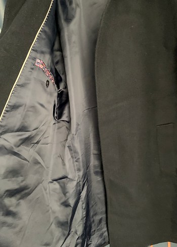 Siyah Erkek Süet kaşe  Düğmeli Midi Kaban - Görsel 2