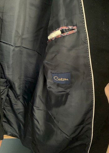 Siyah Erkek Süet kaşe  Düğmeli Midi Kaban - Görsel 3