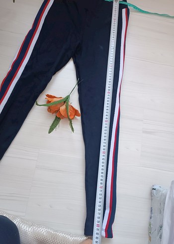 Kız Çocuk Lacivert Çizgili Streç Tayt - Görsel 3