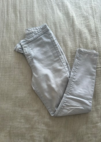 Gri Kadın Slim Fit Keten Pantolon