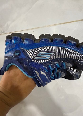 29 Beden mavi Renk Renkli ve ışıklı Bağcıklı Erkek Çocuk Spor Ayakkabı