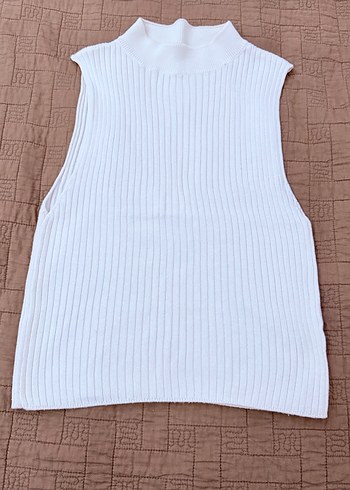 Diğer Minimal Beyaz Fitilli Triko Kolsuz Ust