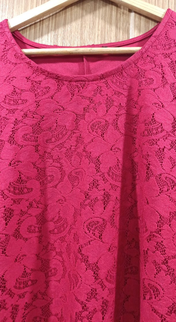 Bordo Dantelli Uzun Kollu elbise - Görsel 3