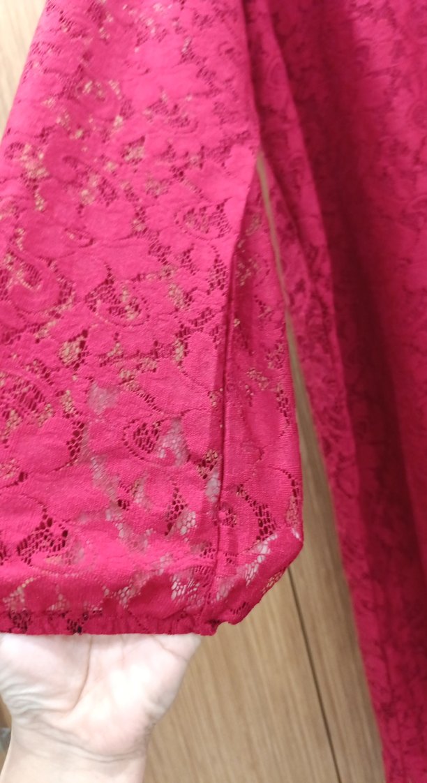 Bordo Dantelli Uzun Kollu elbise - Görsel 2