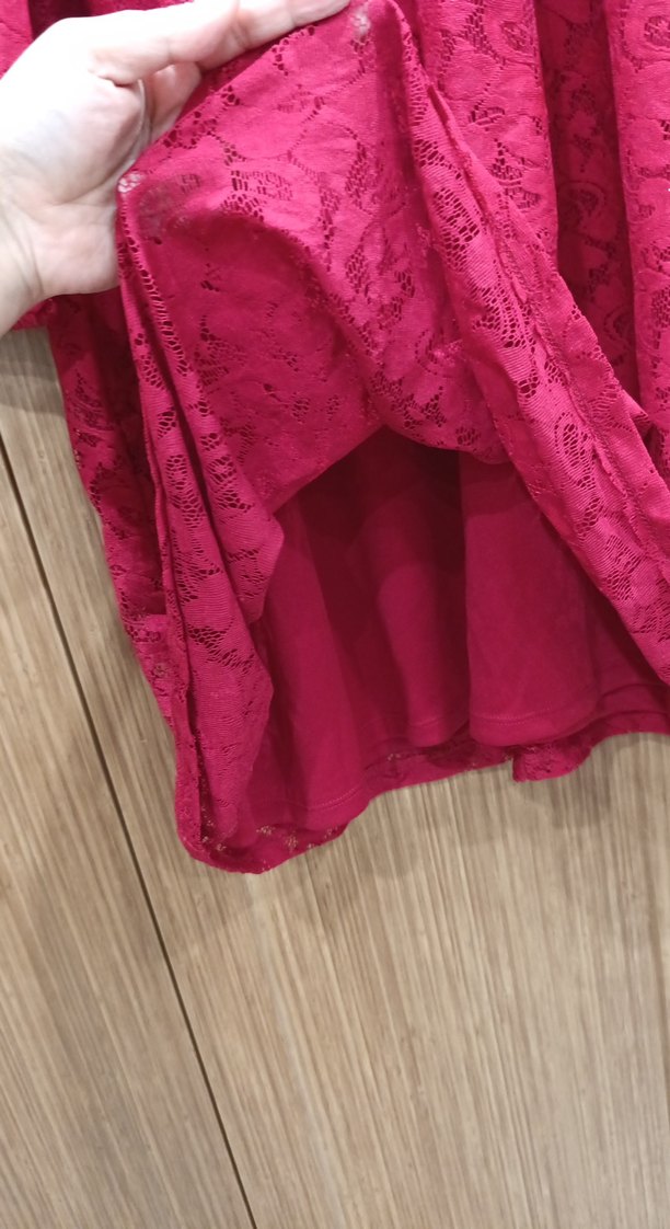 Bordo Dantelli Uzun Kollu elbise - Görsel 4