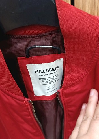 Pull and Bear S beden Kırmızı Fermuarlı mont