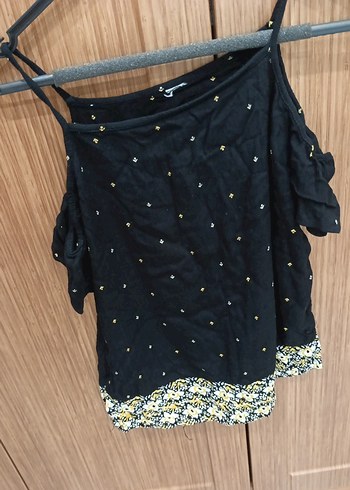 H&M Nakışlı Siyah Bohem Mini Şort bluz takım