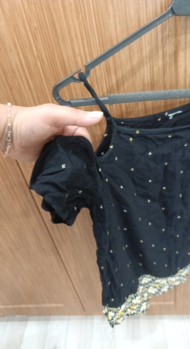 Nakışlı Siyah Bohem Mini Şort bluz takım - Görsel 3