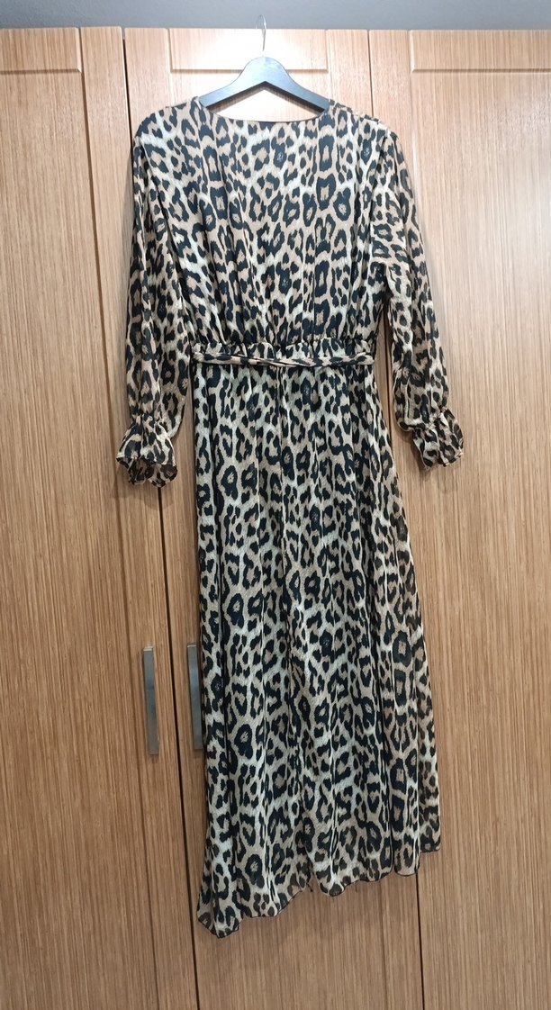 2xl beden Leopar Desenli Bohem Uzun Elbise - Görsel 5