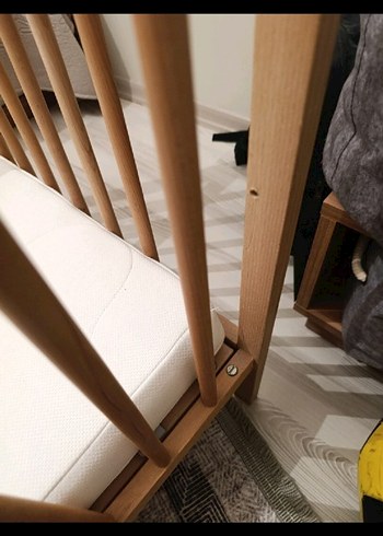 Bej Ahşap Bebek Beşiği - Görsel 5