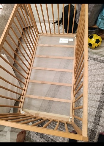 Bej Ahşap Bebek Beşiği - Görsel 2