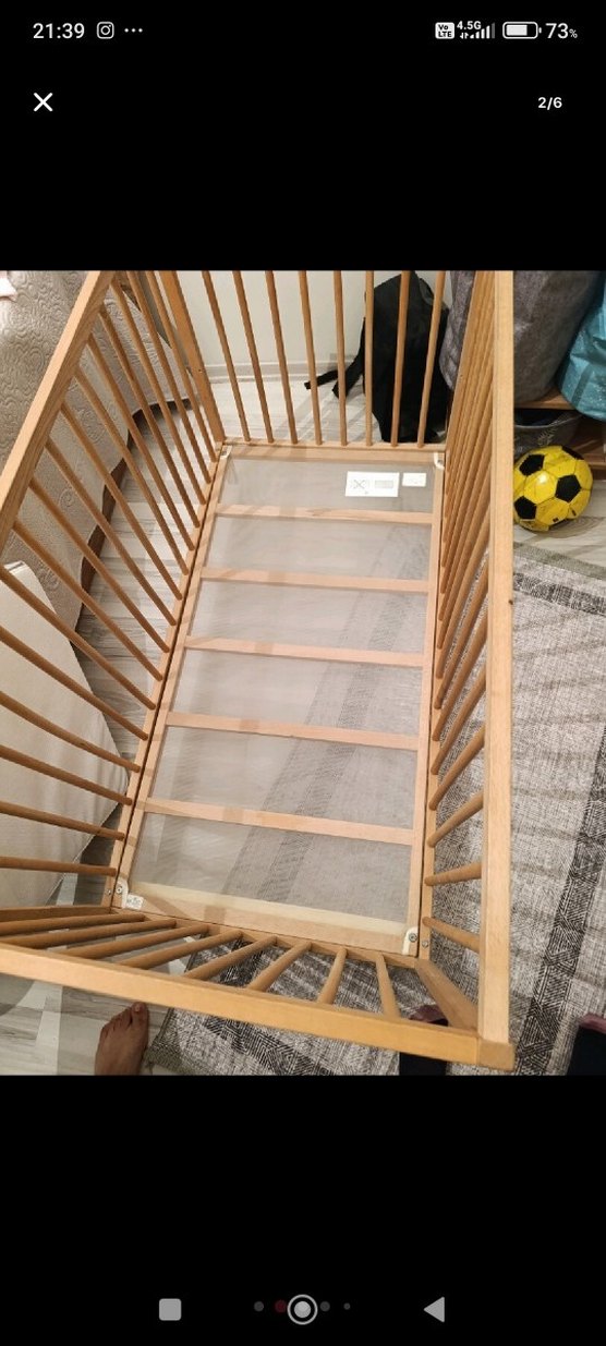 Bej Ahşap Bebek Beşiği - Görsel 2