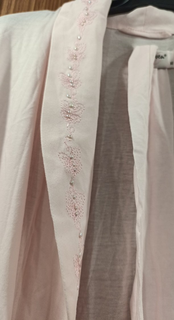 Pembe Uzun Kadın Sabahlık - Görsel 2