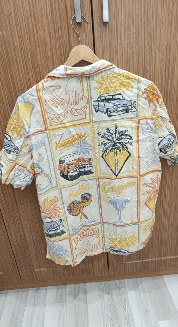 Bohem Çok Renkli Kısa Kollu Pamuklu Gömlek - Görsel 2