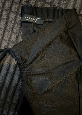 Siyah Strappy büzgülü bel detaylı Pantolon - Görsel 2