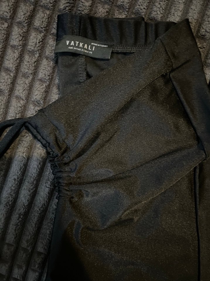 Siyah Strappy büzgülü bel detaylı Pantolon - Görsel 2