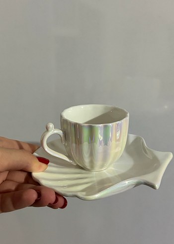  Beden İnci Beyazı 2'li Kahve Fincanı Seti
