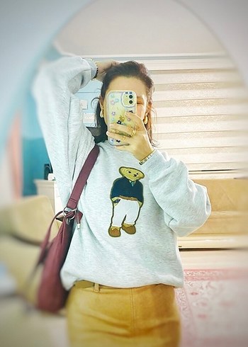 Zara Gri Baskılı Kadın Sweatshirt