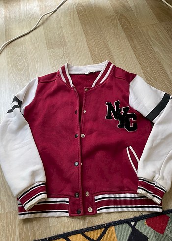 Bordo Beyaz Düğmeli Streetwear Kadın Ceket