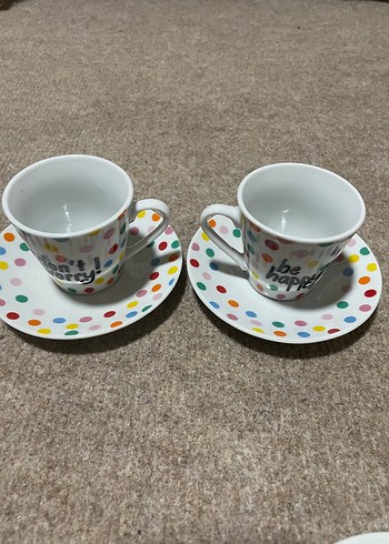 Renkli Noktalı İki Fincan ve Tabak Seti - Görsel 2