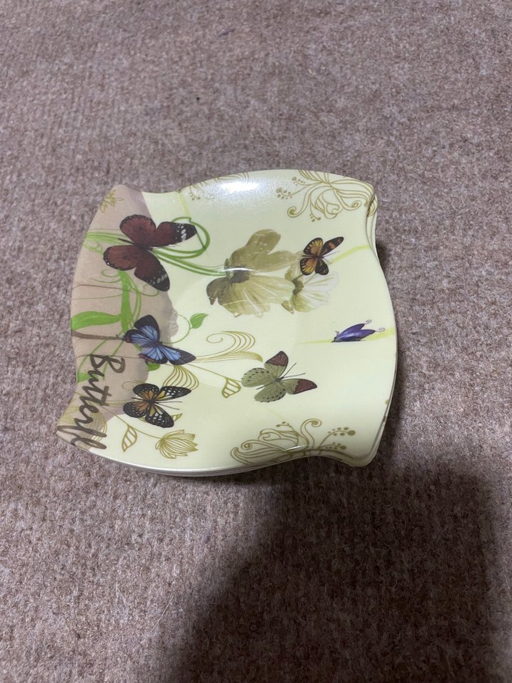 Kelebek Desenli Çok Renkli çay tabagi - Görsel 2