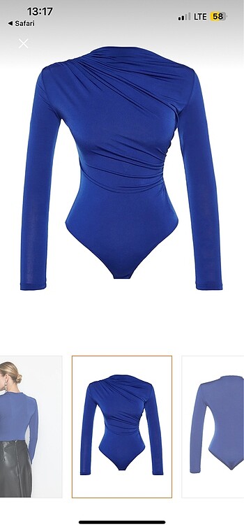 Saks vücuda oturan yaka detaylı body