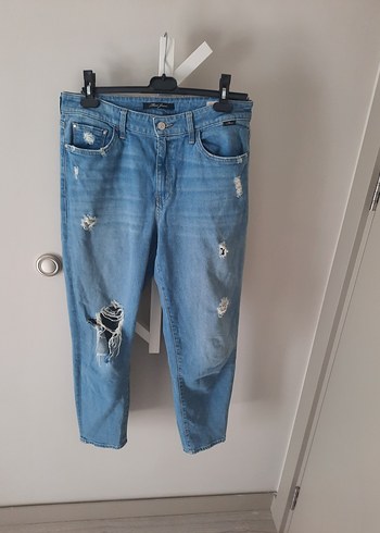 Kadın Mavi Mom Midi Kot Pantolon