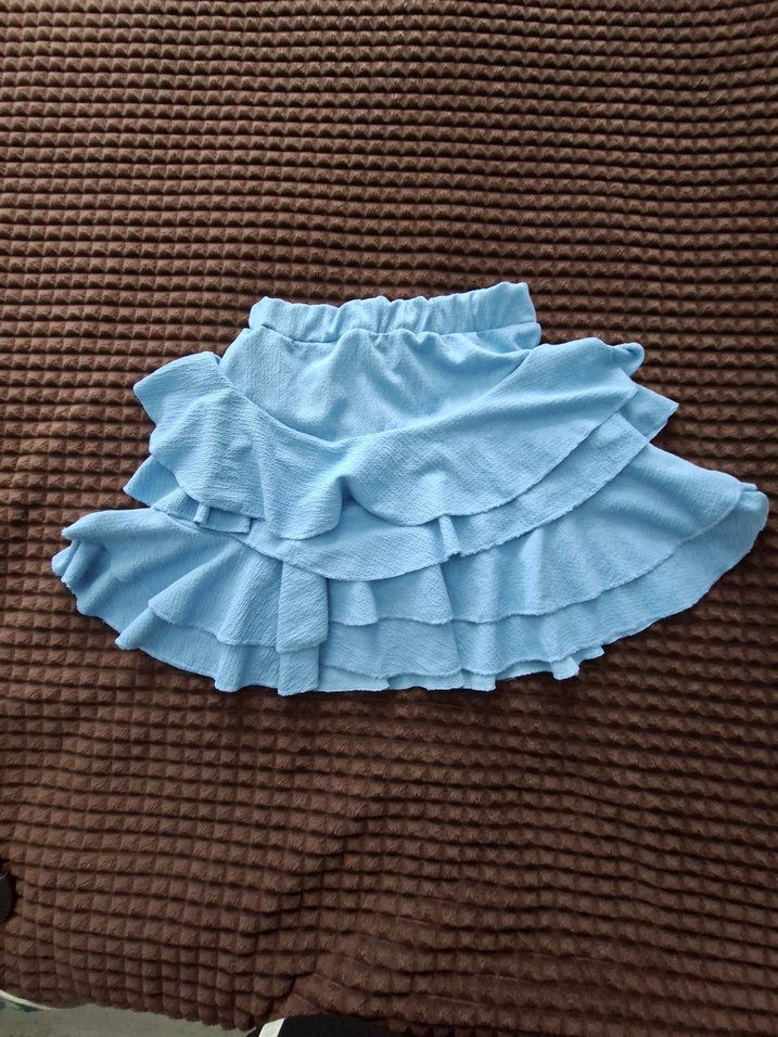 Mavi Fırfırlı Mini Etek - Görsel 3