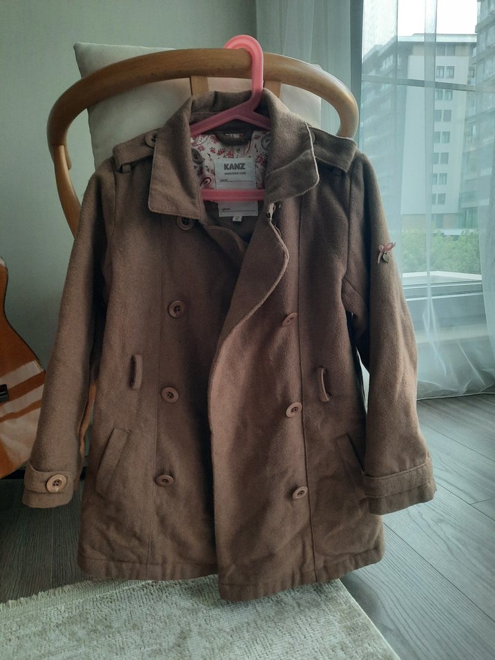 Kanz Kaşe Kapüşonlu Kız Çocuk Ceket - Görsel 5