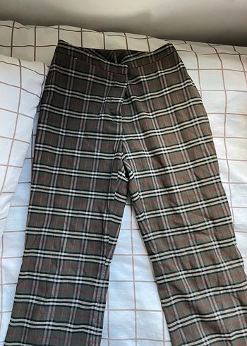 Kadın Regular Fit Ekose Desenli Kumaş Pantolon - Görsel 2