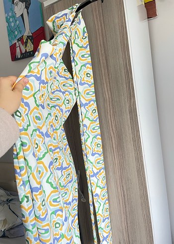 Bohem Çok Renkli Uzun Kolsuz Elbise - Görsel 4